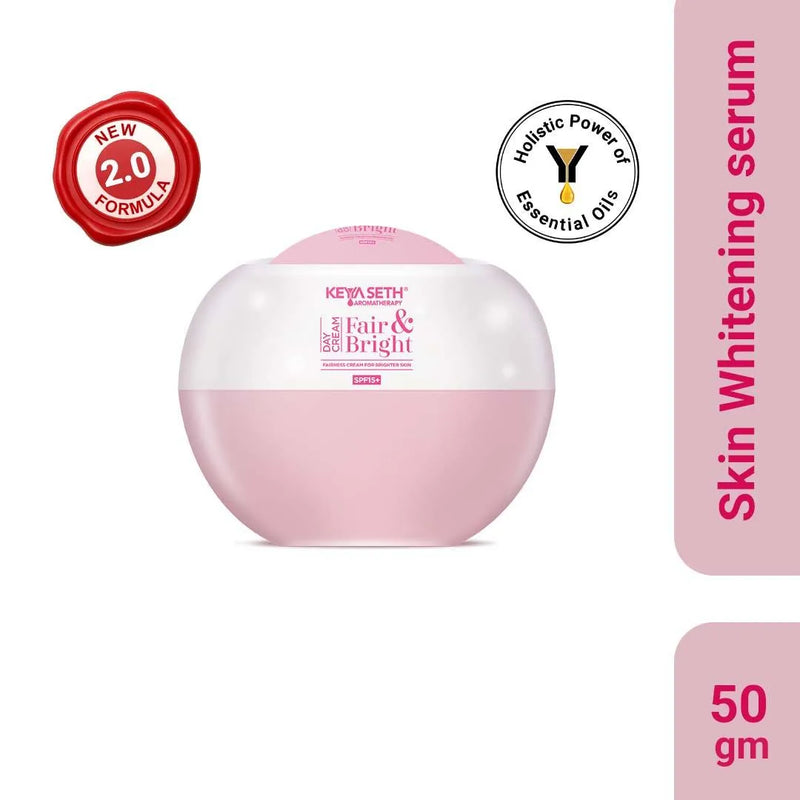 Fair & Bright Day Cream SP15+, Skin Brightening & Whitening, with Vitamin C, B3 & B6 Moisturizer with Lavender & Geranium Essential Oil, Fairness Treatment, Keya Seth Aromatherapy